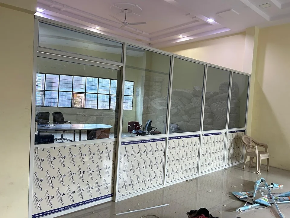 Aluminum with glass work