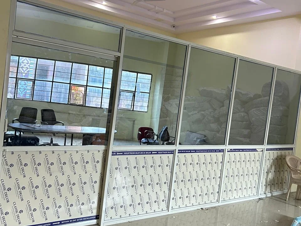 Aluminum with glass work